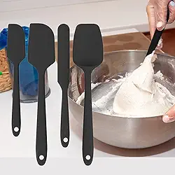 Conjunto de espátulas de silicone resistente ao calor de 4 peças – Utensílios de cozimento e cozimento que não arranham com aderência ergonômica (pode ser lavada na lava-louças
