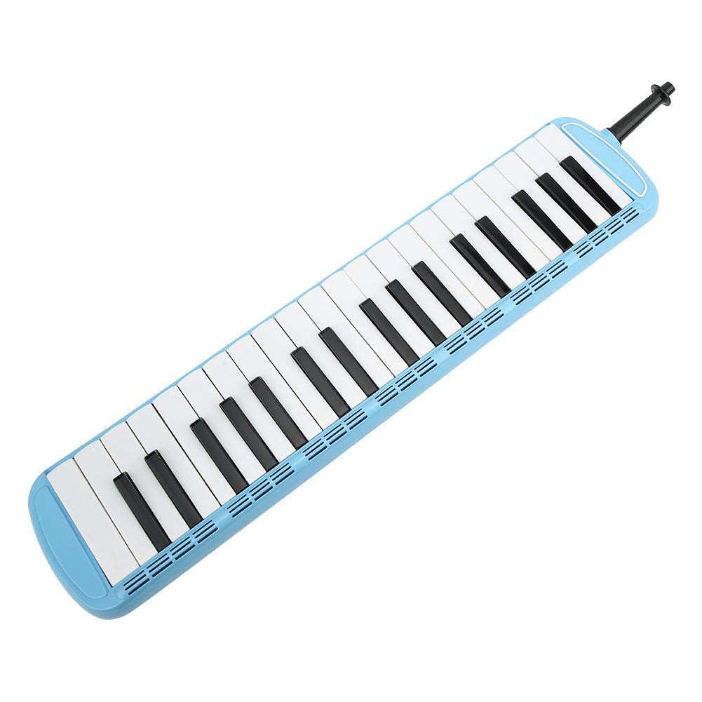 37 teclas Melodica Pianica Tube Tubo largo y flexible Melodica con boquilla Bolsa de almacenamiento para soplete(Azul) instrumento de viento