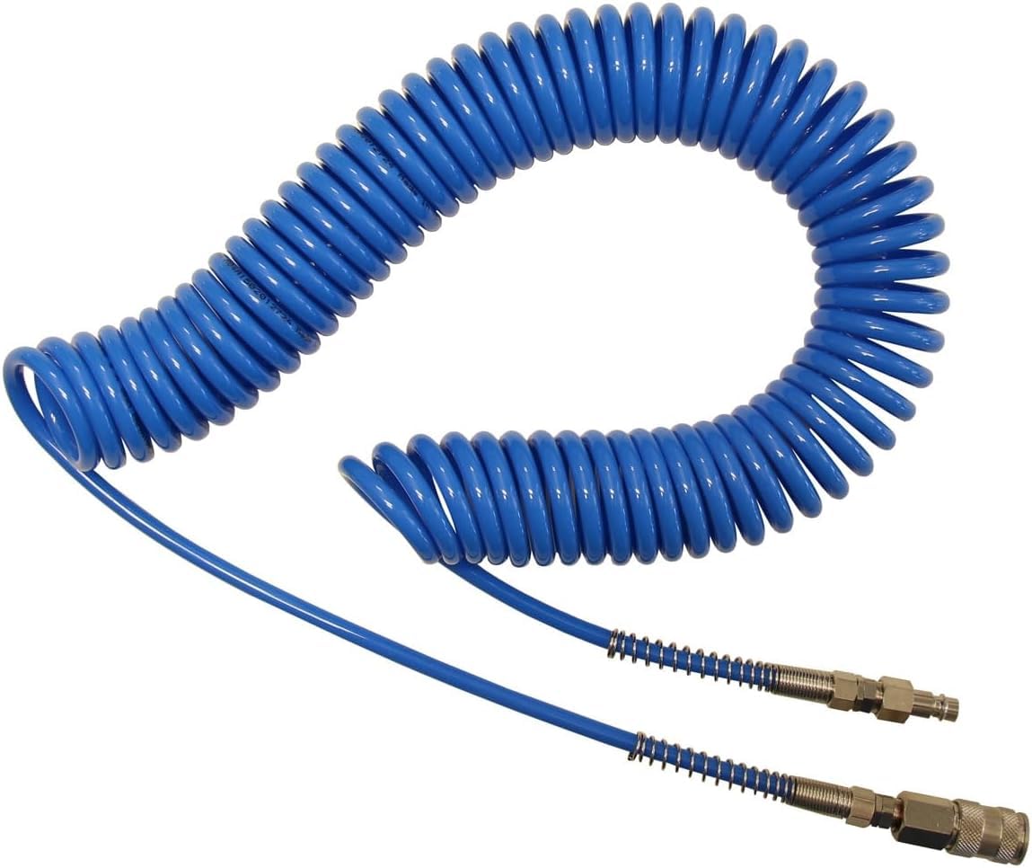 ELMAG PROFI Spiralschlauch-Set 8x12 mm | 6 m PU | max. 10 bar | für Kompressoren & Druckluftwerkzeuge