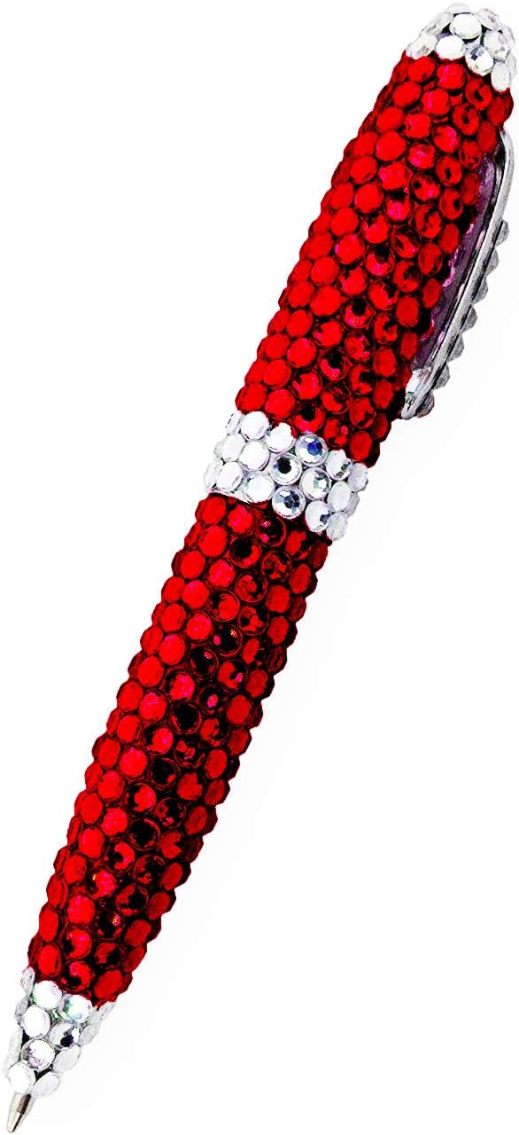 BG247 Red with White Crystal Rhinestone Roller Ball Pens | 5-Pack