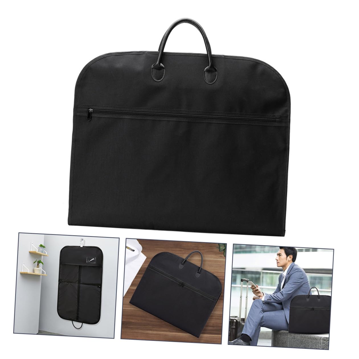 Busta Antipolvere per Abiti da Viaggio Pieghevole Manici Nera | Oxford Cloth, 1 Pezzo, per Cappotti Lunghi e Vestiti, Uso Leggero, Militari e Polizia