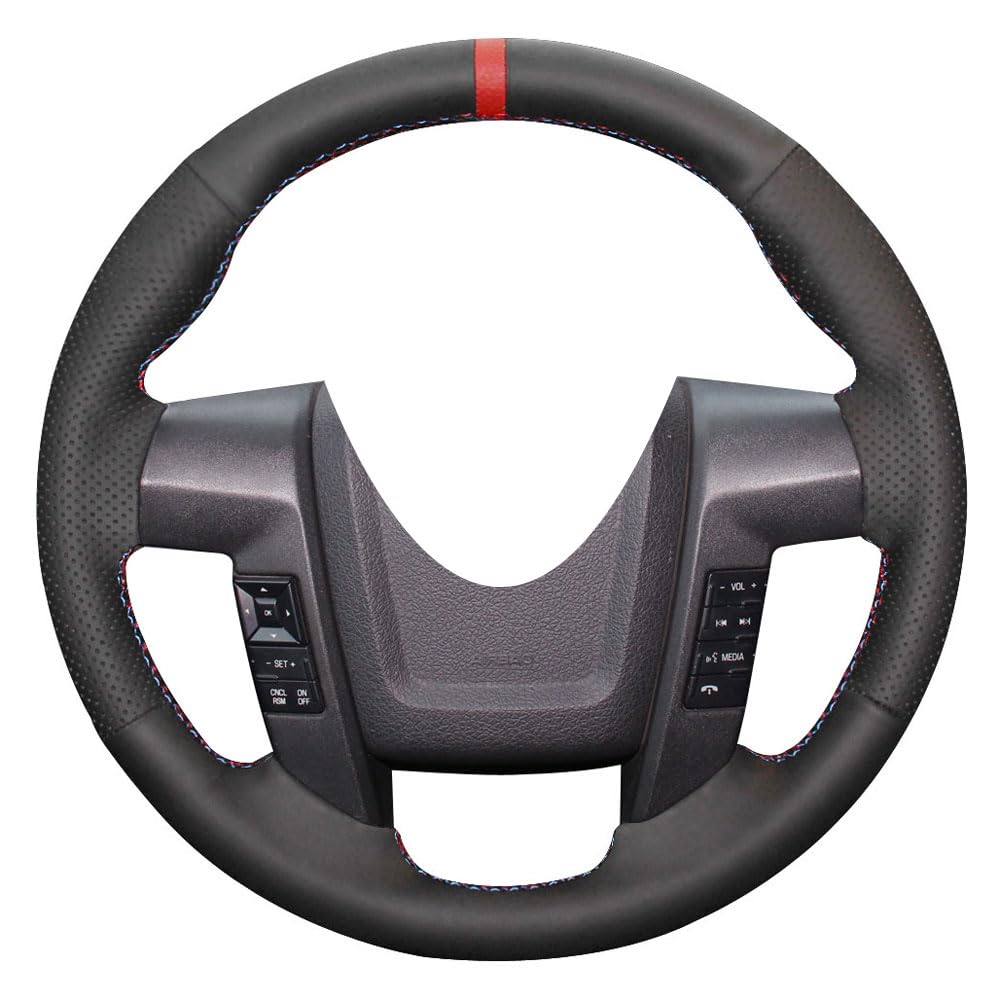 Eiseng DIY Stitch Customized Steering Wheel Covers for Ford F-150 F150 SVT Raptor 2010 2011 2012 2013 2014 Interior Accessories Sew Black Microfiber Leather (Red and Blue Thread)