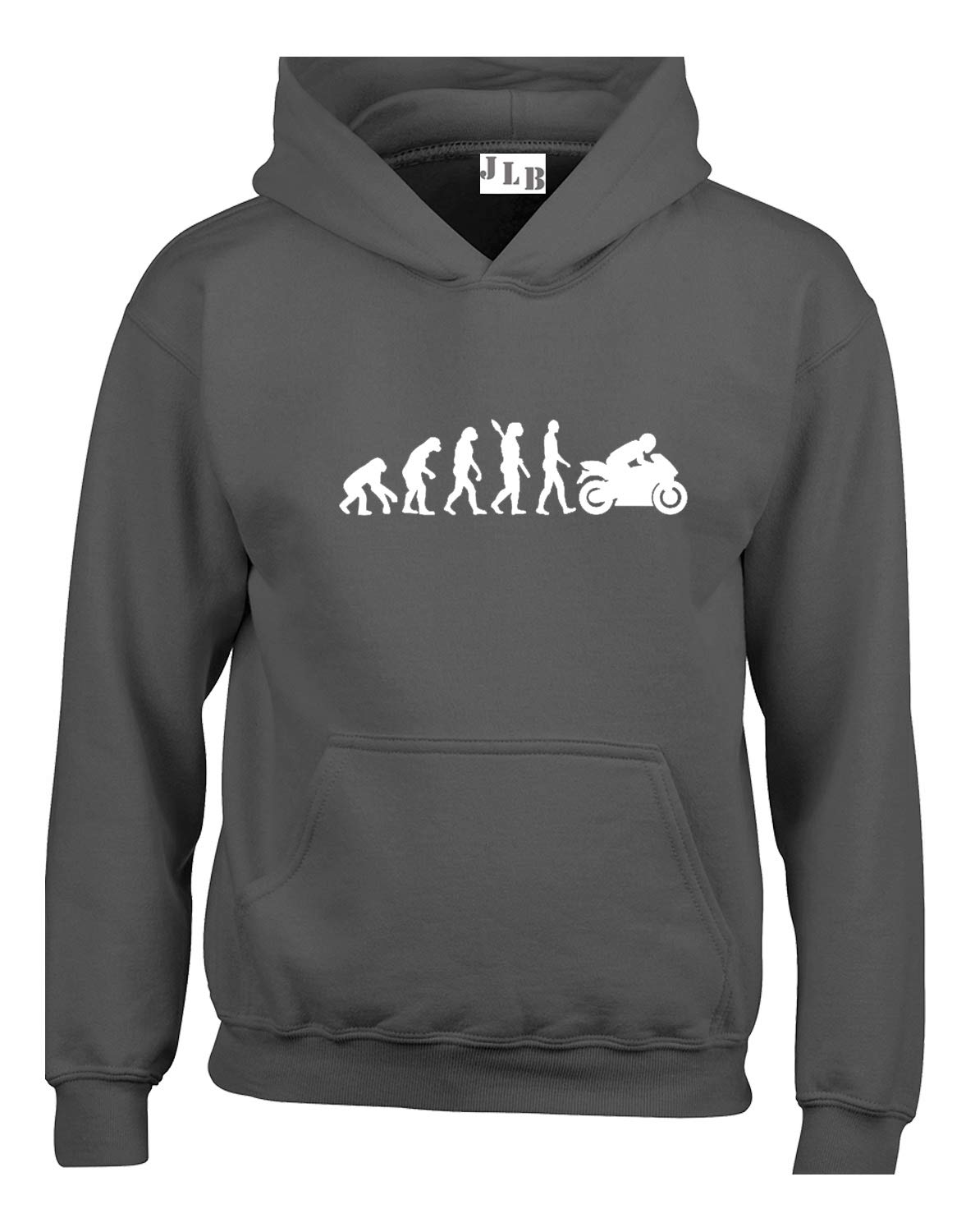 Jlb Print Men's Charcoal Evolution Of The Motorbike Funny Cool Premium Quality Unisex Hoodies For Wo And Teens