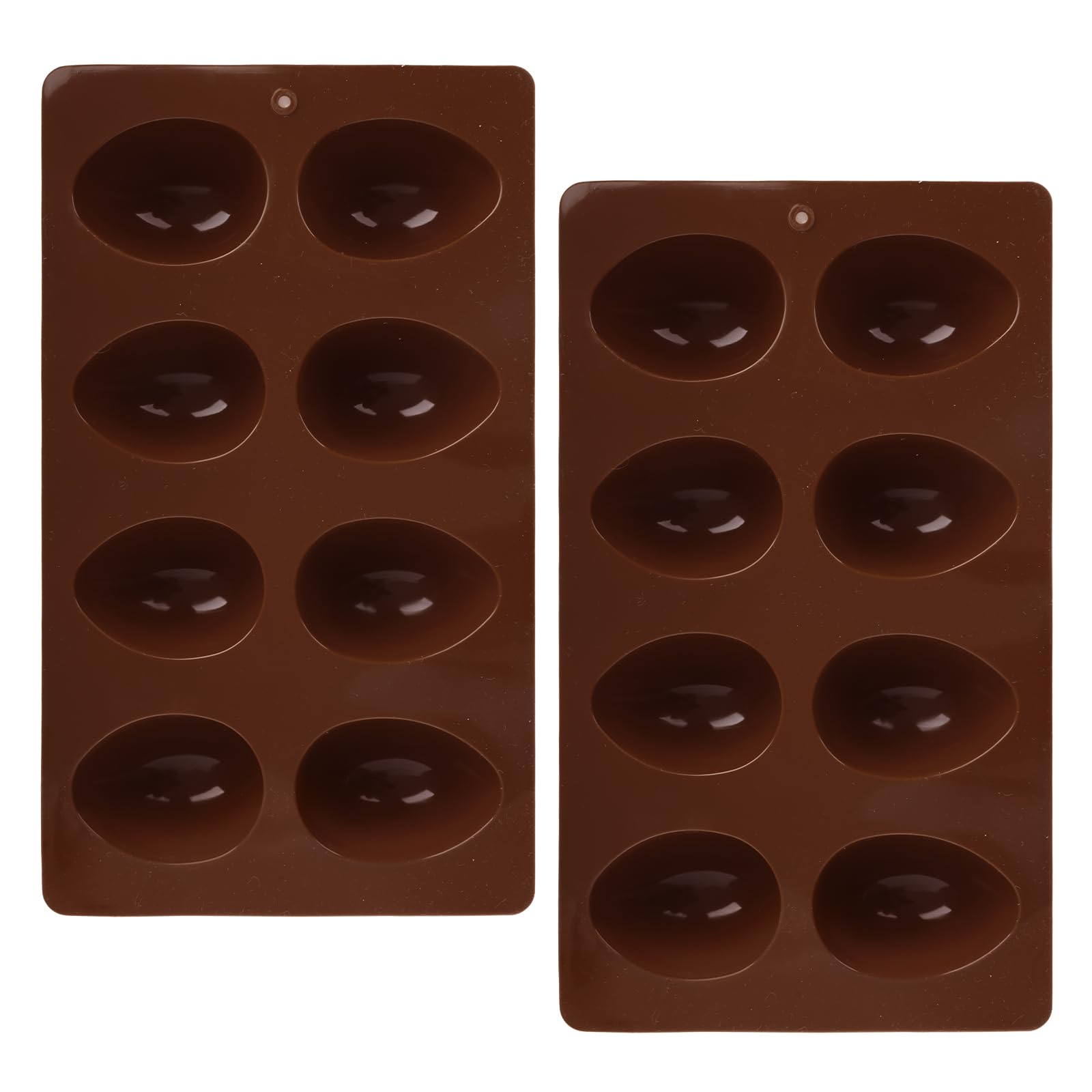 2Pcs 8-Cavity Silicone Easter Egg Molds, Egg Shaped Cake Pop Mold, Baking Supplies for Making Chocolate Jello Candy (Chocolate)