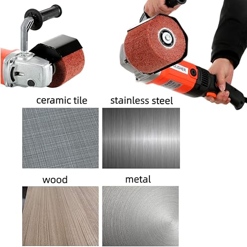 Miniatura 4 de Máquina pulidora de pulido de 1400 W, herramienta de acondicionamiento de superficie de mano, juego de pulidora con 2 ruedas de pulido para acero