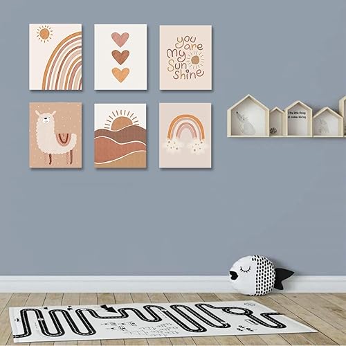 Miniatura 5 de Quzenu Decoración bohemia para cuarto de bebé, con texto en inglés You Are My Sunshine, impresiones artísticas enmarcadas para decoración de pared