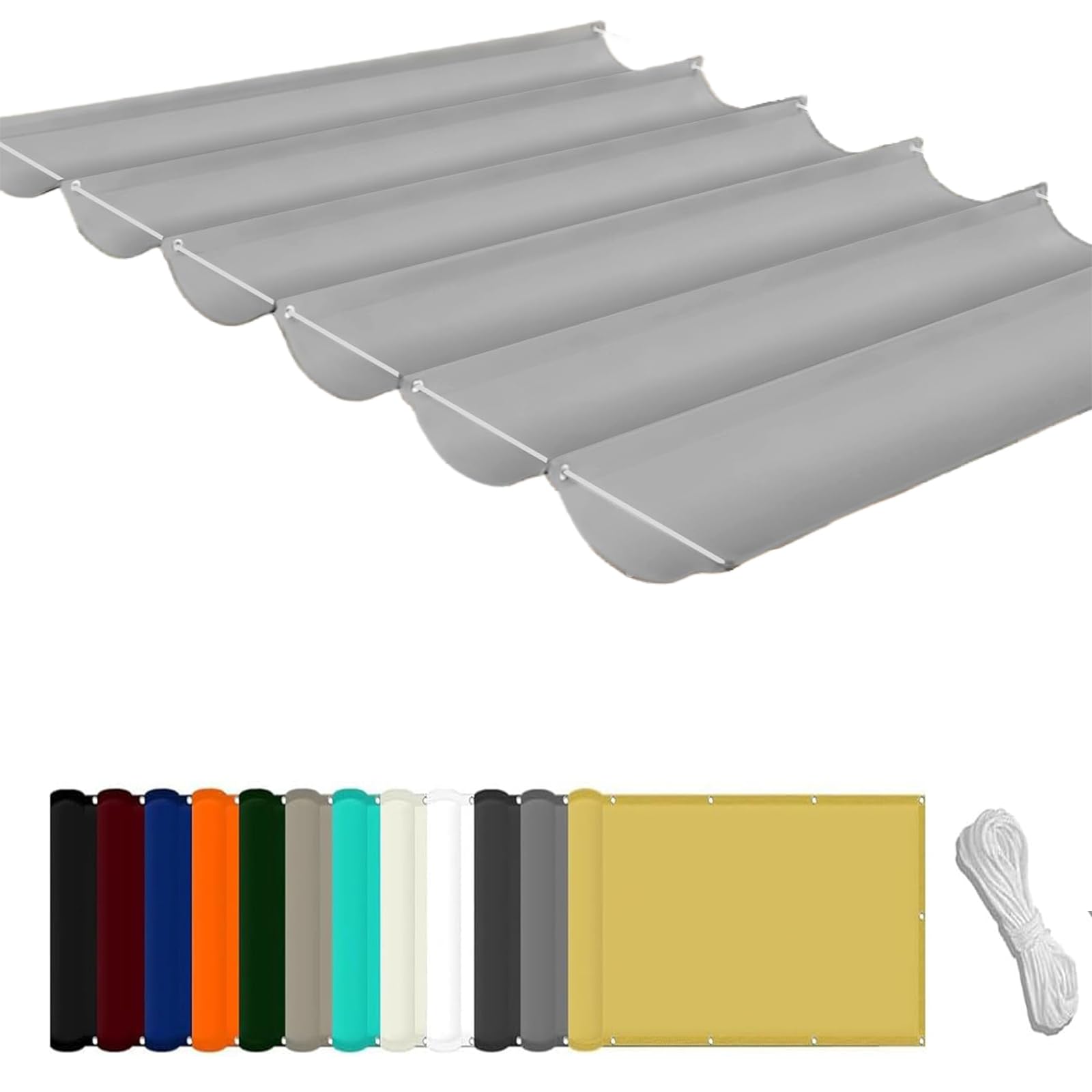 Voile ombrage rétractable vague gris clair 1.2x2.9m pour pergola et terrasse