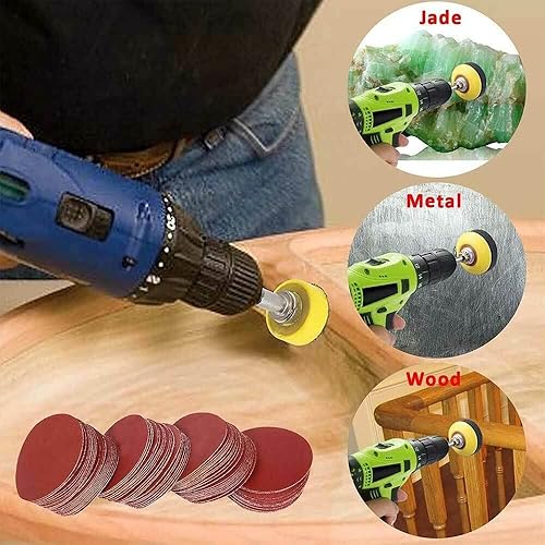 Miniatura 6 de 300 almohadillas de discos de lijado de 2 pulgadas, kit de almohadillas de gancho y bucle para amoladora de taladro, herramientas rotativas con
