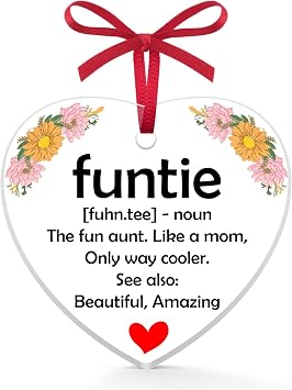 Aunt Christmas Ornament Funny Aunt Gifts from Niece Nephew Thank You Gifts for Aunty Auntie Acrylic Heart Tag Auntie Birthday Gift Clear Round Acrylic Ornaments