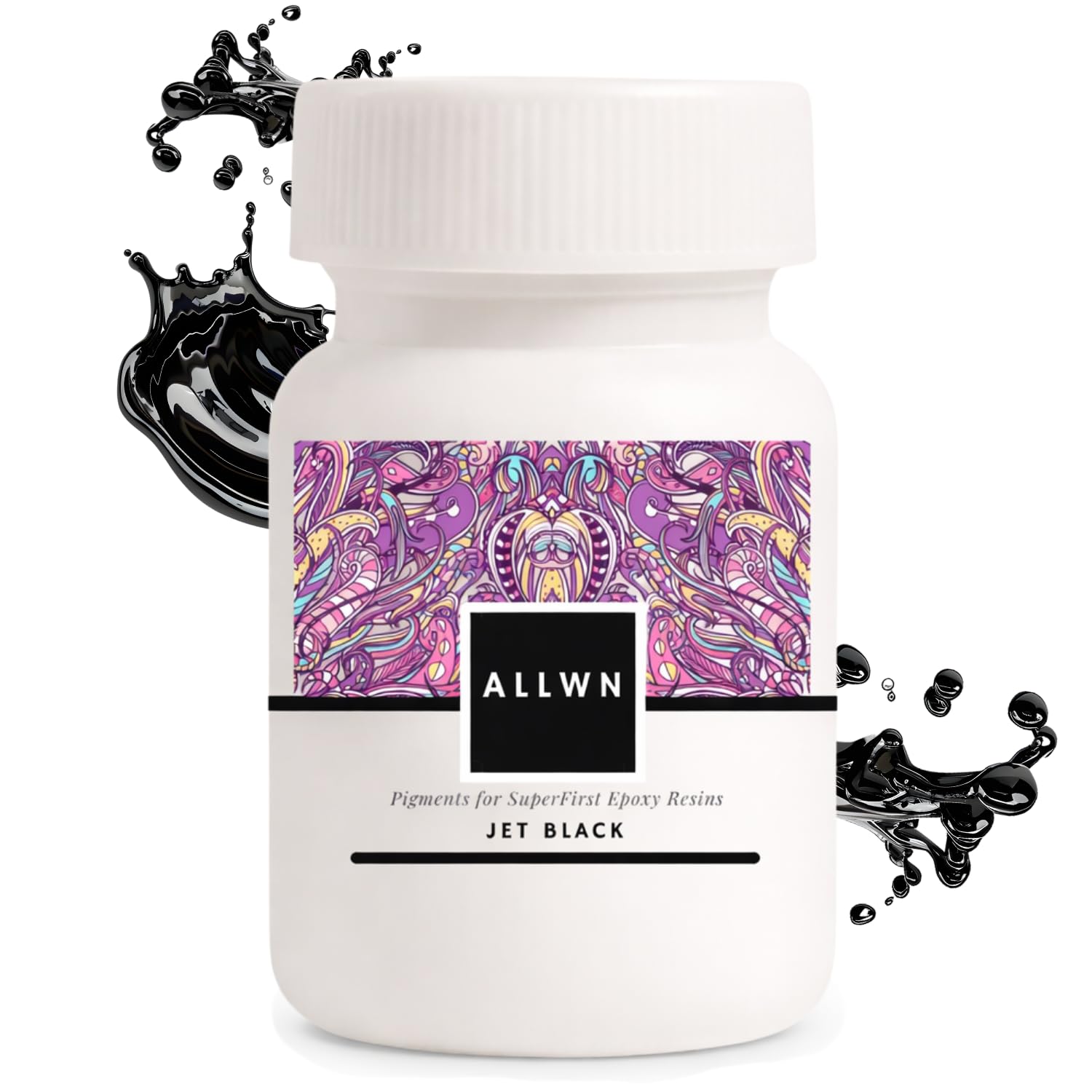 Jet Black Epoxy Resin Pigment | Highly Concentrated Opaque Liquid Resin Dye for Art, Crafts & River Tables | Vibrant White Colorant for Epoxy, UV Resin & DIY Casting – 50ML