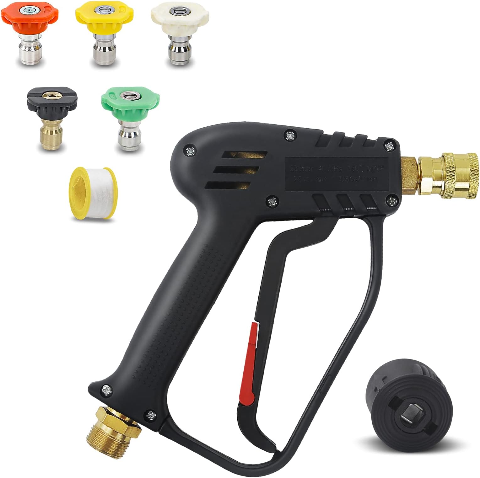 – 4000PSI High Pressure Washer Gun with M22 14MM Hose Connector, Nilfisk/Bosh Quick Connector, Car Wash Gun Panel Gun for Car Cleaning