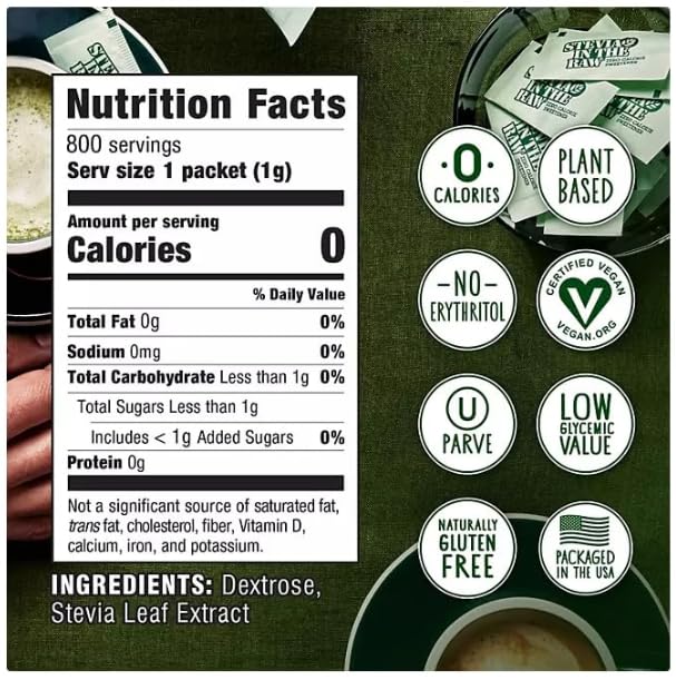 Stevia Plant-Based Zero Calorie Sweetener Packets, 800 ct.