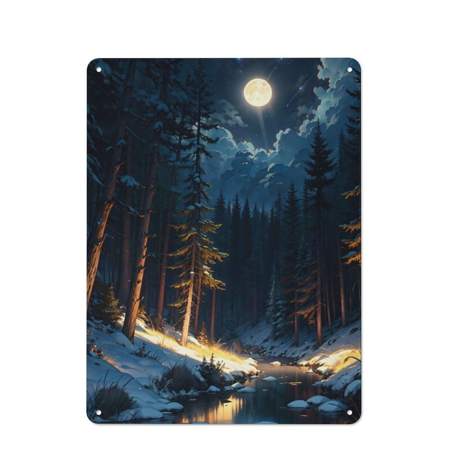 River In The Forest Retro Metal Wall Decor 40x30cm, Metal Sign for Pub, Home Bar, Shed Or Man Cave, for Relaxed Wall Styling