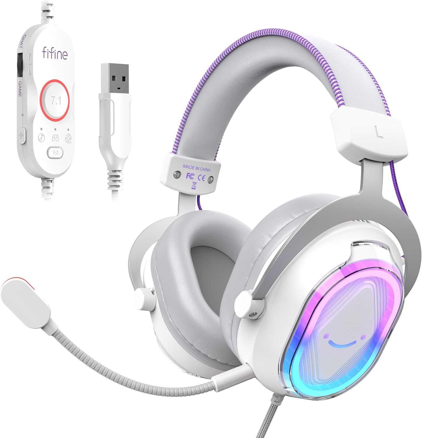 Amazon.co.jp: FIFINE ゲーミングヘッドセット USB 有線接続 Game/Chat
