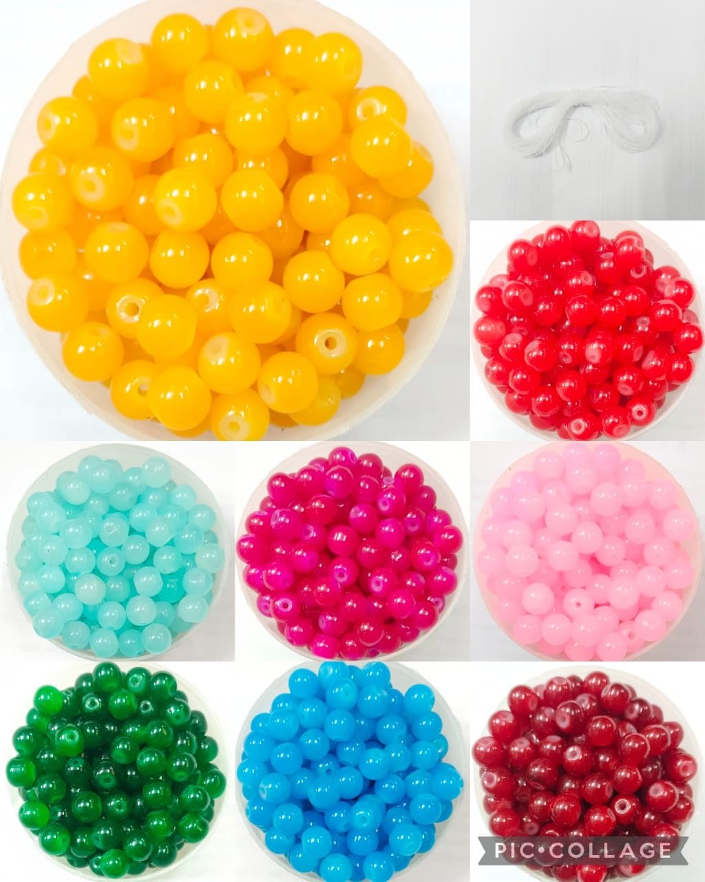 Beadsnpearls 8mm Round Jelley Beads 8 Colors | 50 Gram Each Pack + 10 Meters of Elastic Thread 0.7 mm | Multicolour Round Beads for Crafting and Jewelry Making (400 Grams)