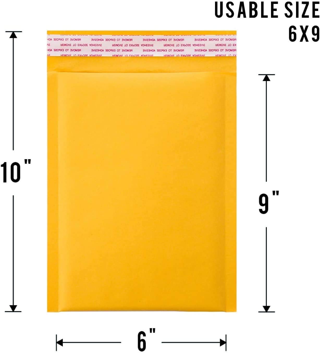 Bubble Mailers, 6x10 Inch Yellow Kraft Padded Bubble Mailers Pack of 50 Padded Bubble Envelopes Self Sealing Bubble Mailing Envelope Bags for Shipping and Packaging (Usable Size: 6x9") : Office Products