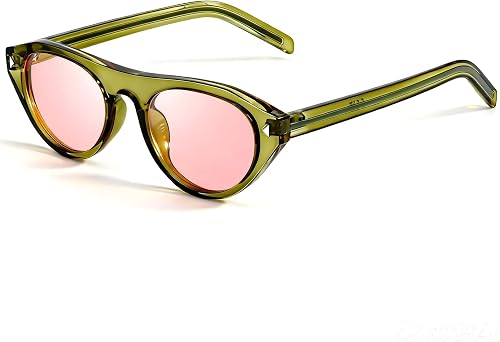 Chicid Retro Cat Eye Sunglasses for Women Men Oval Frame UV400 Protection