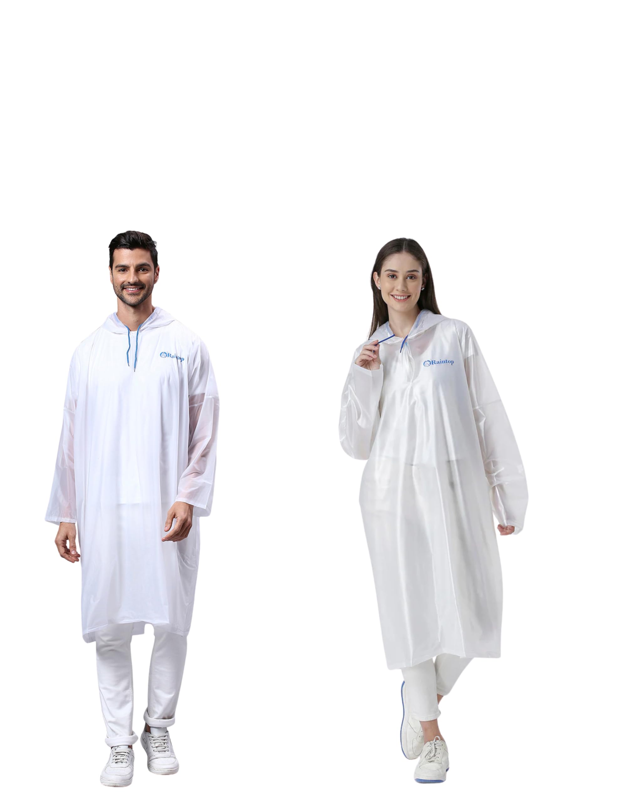 Rain Poncho Hooded Coat One Size Suit for Men and Women with Adjustable Hood, Unisex Lightweight Long Coat and Reusable& Packable,AZ30 Free Size