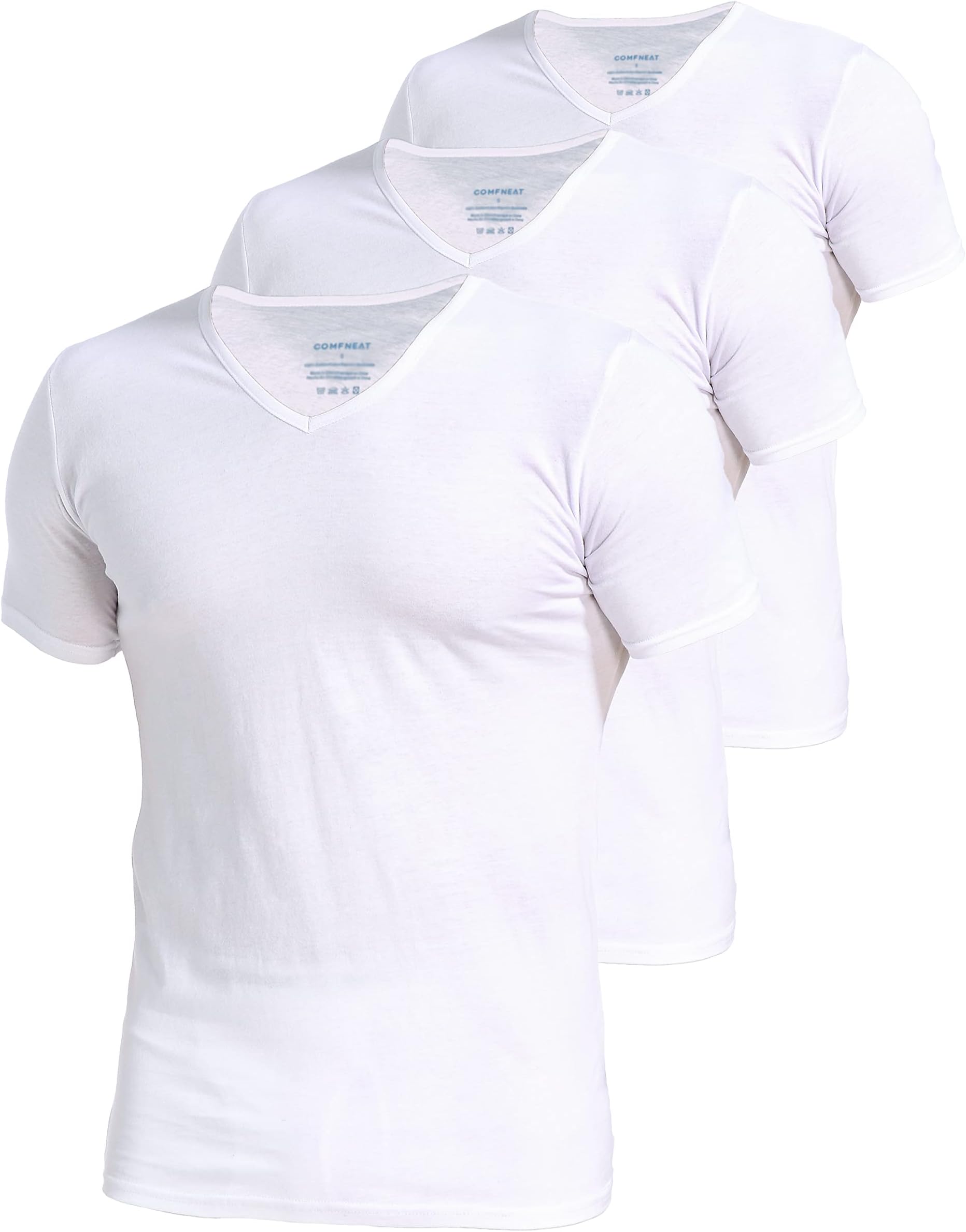 Men's 3-Pack Stretchy Cotton Spandex Undershirts V-Neck T-Shirts
