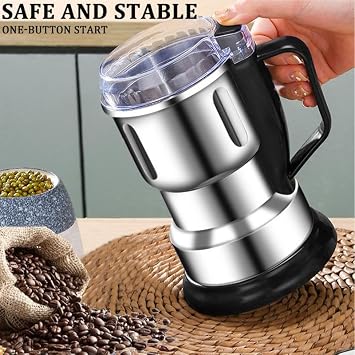 Multifunctional electric grinder 400W high-power coffee grinding tool, multifunctional food-grade fast-grinding electric coffee and grain grinder