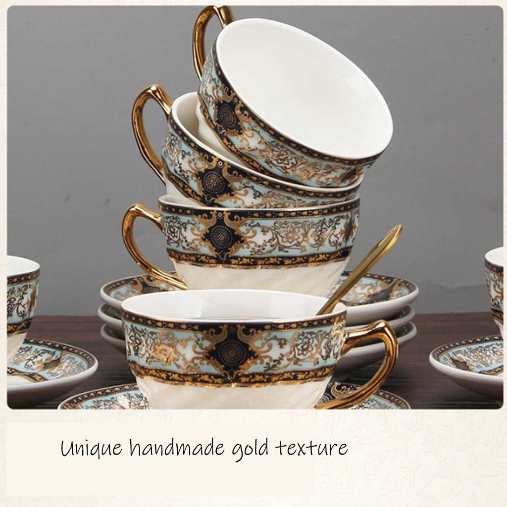 Teetassen-Set Teetassen-Set mit Untertasse Metallständer Teelöffel Luxus-Teetassen-Set Kaffee Tee Geschenksets für Kaffeegetränke Tee Latte Kaffeetassen-Set