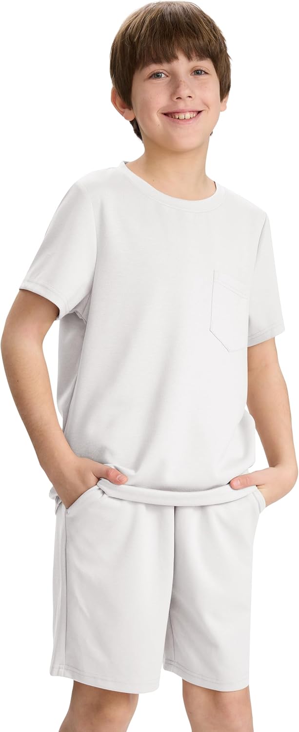 MoFiz Boy's Short Set 2 Piece Crewneck T-Shirt and Short Outfits Summer Casual Sets for Kids - Image 7