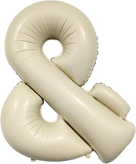 Biapian 40 Inch Ampersand Balloons, Cream Symbol & Foil Balloon, Big Single Sign Jumbo Balloon, Beige Large Aluminum DIY Balloons for Name Abbreviation, Birthday, Baby Shower, Wedding Party Decoration