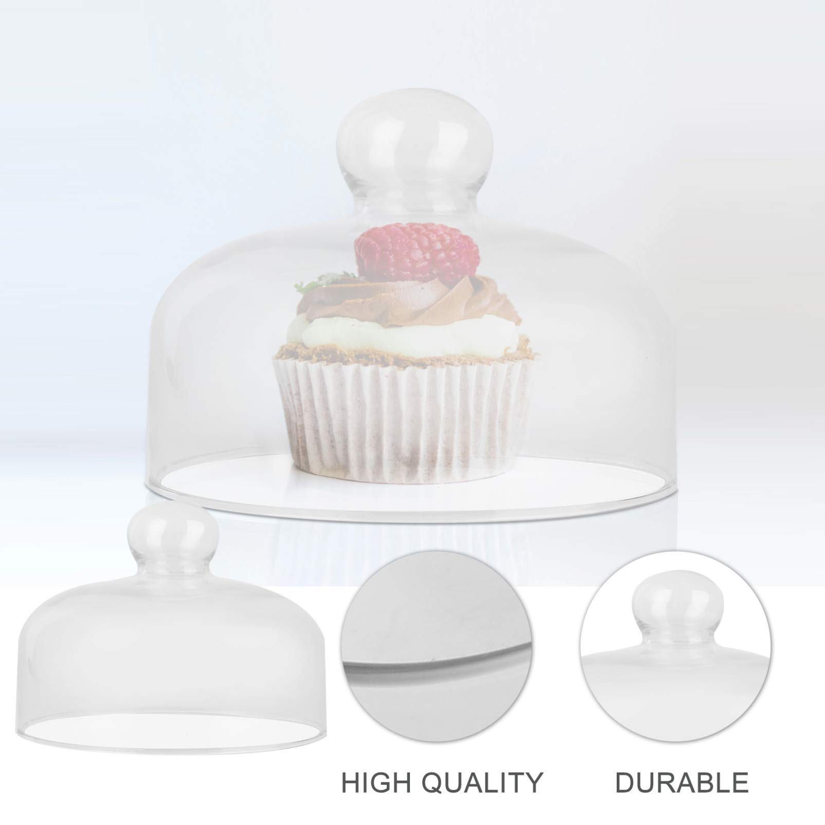 Ciieeo Cubierta de Cúpula de Vidrio Transparente para Alimentos y Ensaladas, Segura y Saludable, Diseño Redondo y Resistente, para Proteger Postres