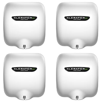 XLERATOReco XL-BW-ECO Hand Dryer, Excel Dryer, No Heat, White Thermoset Resin BMC Cover, Automatic Sensor, Surface Mounted, GreenSpec Listed, Commercial Hand Dryer, 110/120V, 500 Watts Pack of 4
