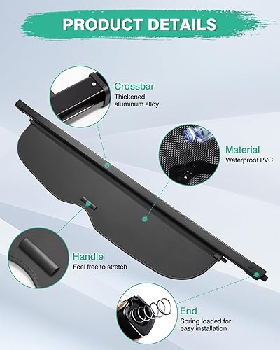 Miniatura 303 de Powerty Cubierta de Carga para Accesorios Kia Sportage 2023-2025 2026, Textura de Lona Cubierta Retráctil para Maletero Trasero de Carga de Equipaje