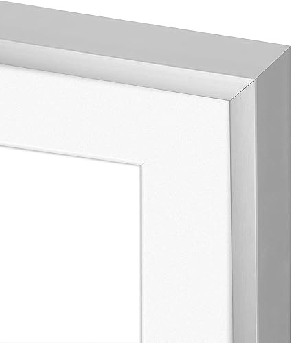 Vista 300 de Frametory - Marco de aluminio de 11 x 14 para fotos de 8 x 10 (en pulgadas), con paspartú marfil, de pared, con gancho de sierra, pestañas Bronce