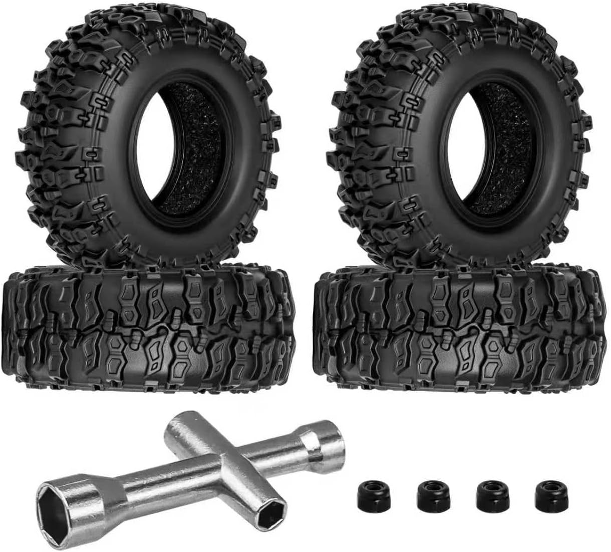 Pneus INJORA 0.7 40x15mm King Trekker Tires pour 1/30 SCX30 (x4) - T7024