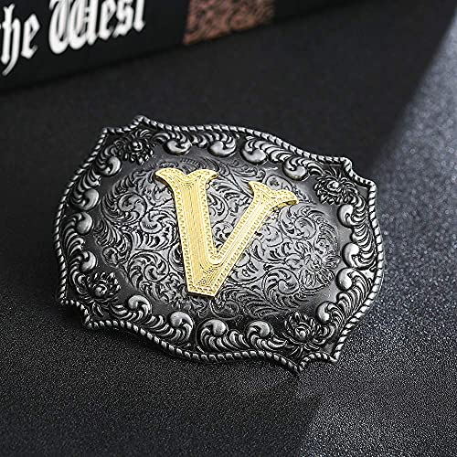 Image of HUABOLA CALYN Belt Buckle Men, Western Cowboy Rodeo Small Alphabet Letter ABCDMRJ to Z Initial Belt Buckles for Women