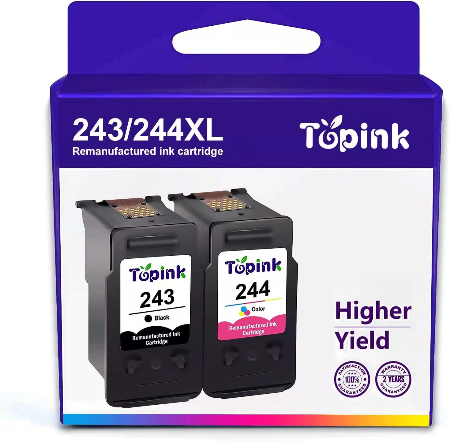 Topink Remanufactured Ink Cartridge Replacement for Canon Ink Cartridges 243 and 244 245 and 246 Compatible to TR4520 MX492 MX490 MG2520 MG2922 MG3020 MG2920 MG2924 Printers (1Black/1Tri-Color)