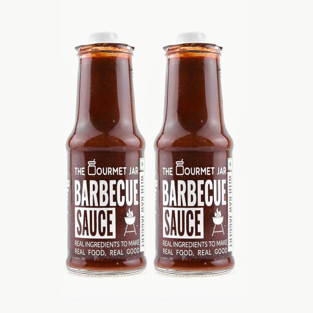 The Gourmet Jar Barbecue Sauce 225gm | 100% Natural & No Preservatives| Bbq sauce| Umami, Smoky & Spicy| Perfect for your meats and grilled veggies| Pack of 2