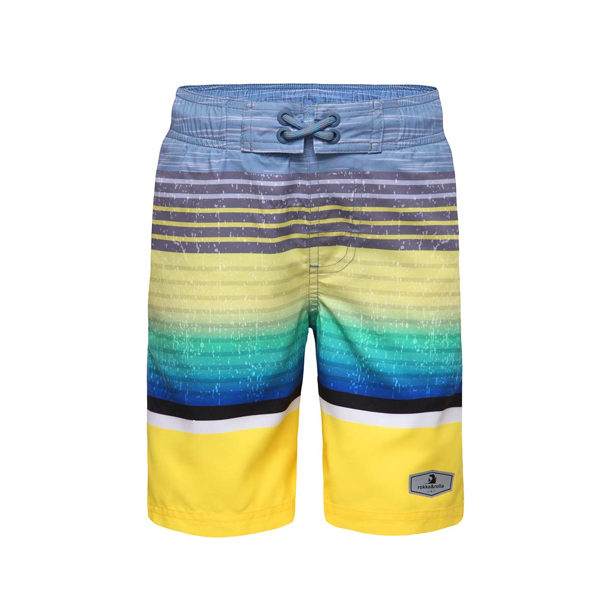 Boys' Swim Trunks UPF 50+ Quick Dry Bathing Suit Swimwear Beach Shorts with Mesh Lining, Yellow Stripes, 10-12-image-18
