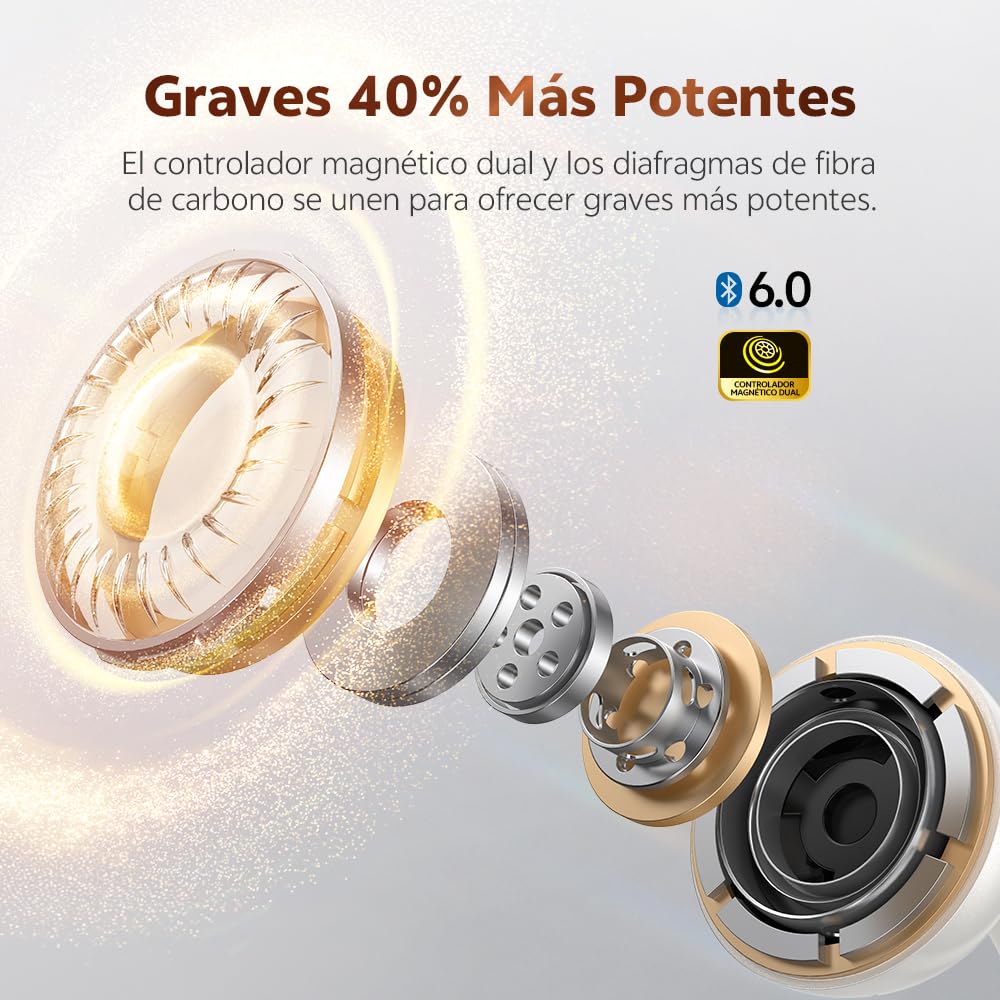 QCY Crossky C50 Auriculares Inalámbricos Bluetooth 6.0, Audifonos Deportivos Abiertos con Clip y 4 micrófonos, Cancelación de Ruido en Llamadas nítidas por AI, 35H Reproducción, IPX5 Impermeables