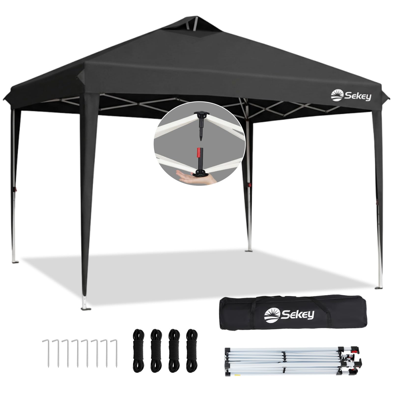 Sekey Pop Up Pavillon Wasserdicht Stabil Winterfest mit Seitenwänden, Faltpavillon 3 x 3 m, Camping Pavillion Faltbar Partyzelt mit Belüftung, Designer Serie 3x3,