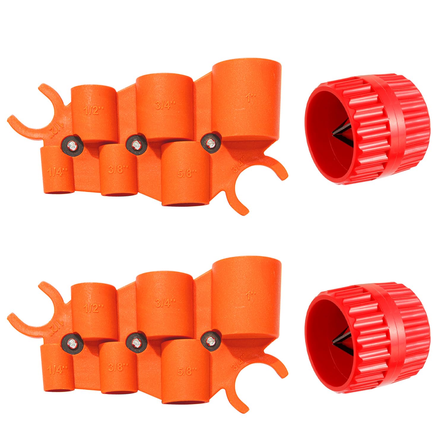 HUAREW 1/4'' - 1'' Depth Gauge and Pipe Deburring Tool Kit, 1/8'' to 1-5/8'' Inner Outer Reamer Pipe Tubing Chamfer Tool for PVC, PPR, CPVC, Brass,