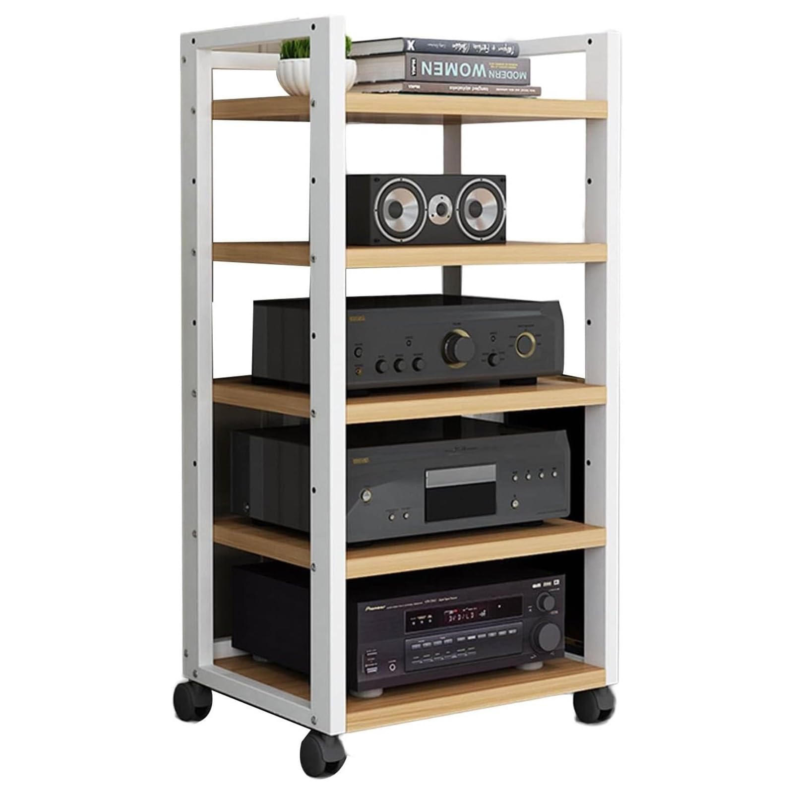 5-Tier Audio-Video Media Stand, Modern AV Cabinet With Ample Storage for Entertainment Stereo Components, Sturdy Audio Rack Stand Tower CD Player for Living, Gaming, Recording Room ( Color : D , Size