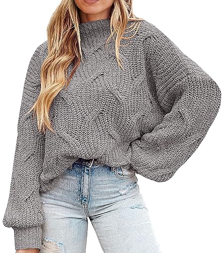 PRETTYGARDEN Women's Fall Oversized Pullover Sweaters Casual Crewneck Long Sleeve Chunky Cable Knit Tops Winter Clothing