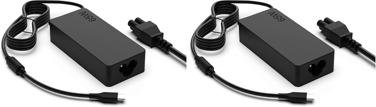 USB C Laptop Charger 65w 45w Replacement for Dell Hp Lenovo Asus Acer Razer Blade Stealth MacBook Samsung Chrombook Charger Fast Charging Type C AC Adapter Power Cord Supply (Pack of 2)