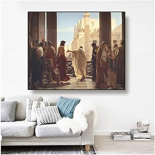 chtshjdtb Antonio Ciseri 《ECCE Homo (1880) 》Quadro su Tela Quadro Picture Decorazioni per pareti Decorazioni per la casa per Soggiorno Ufficio -100x70cm Senza Cornice