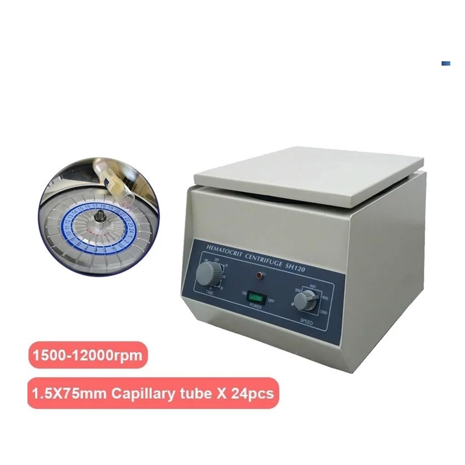 Centrífuga de mesa, Centrifugadora Electrónica De Hematocrito En Sangre Sobremesa 12000rpm, Tubo Capilar 1,5x75mm For Uso Médico Y Laboratorio SH120
