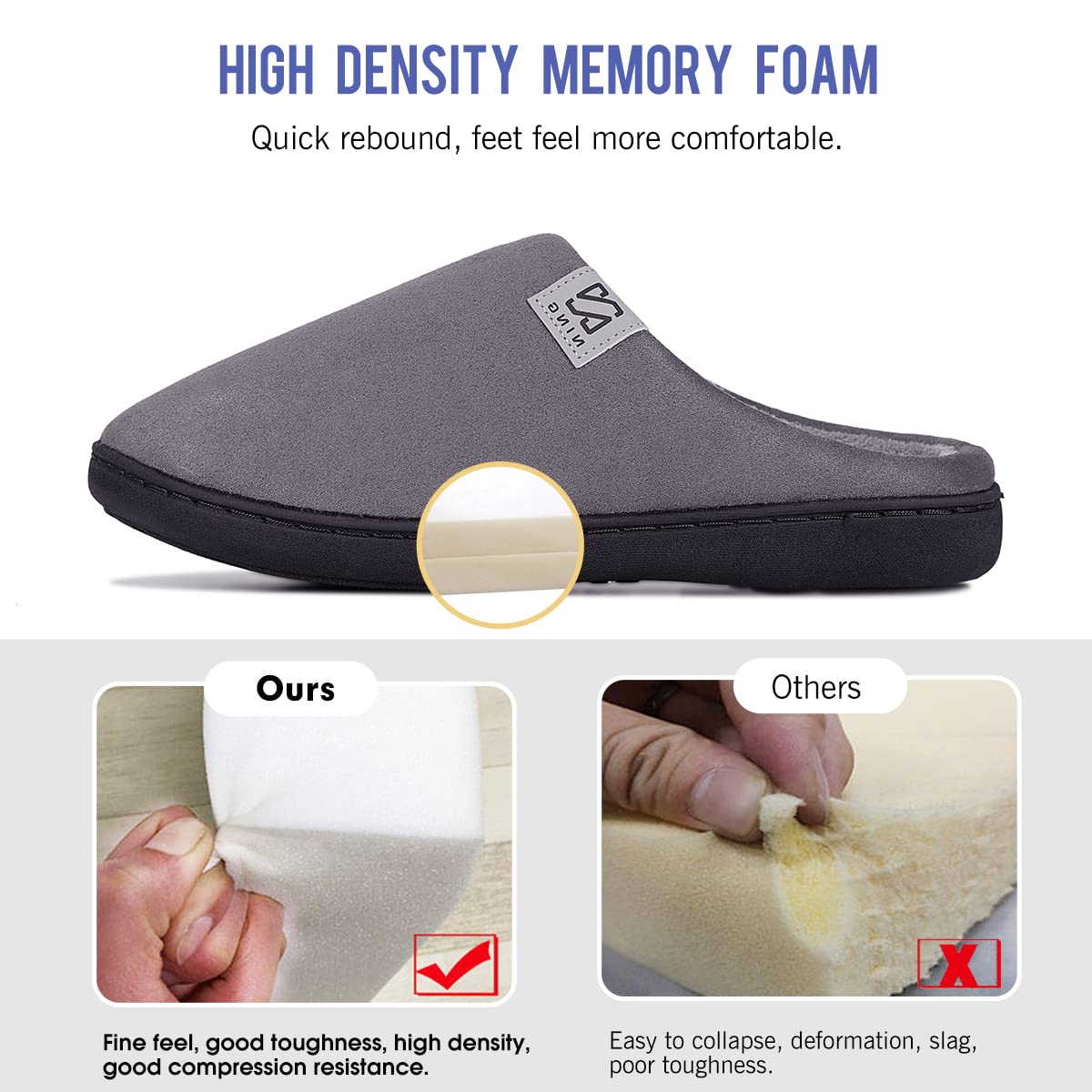 WateLves Pantofole Uomo Unisex Donna Antiscivolo Scarpe Inverno Peluche Morbido Ciabatte in Memory Foam