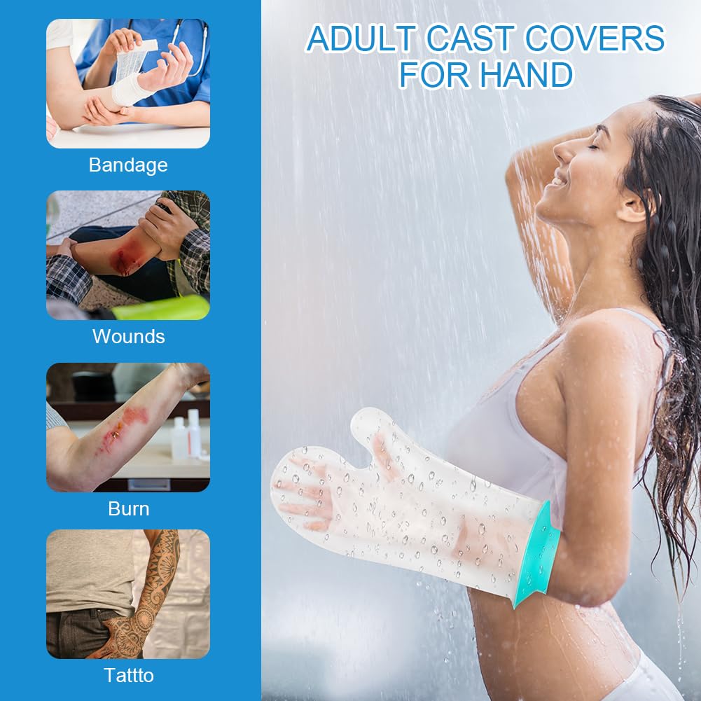 Protector Escayola Brazo Adulto, Funda Impermeable de Silicona Suave Comoda para Ducha, Bolsa Hermetica Reutilizable para Cubrir Vendajes, Yeso, Heridas (Tipo de Palma)