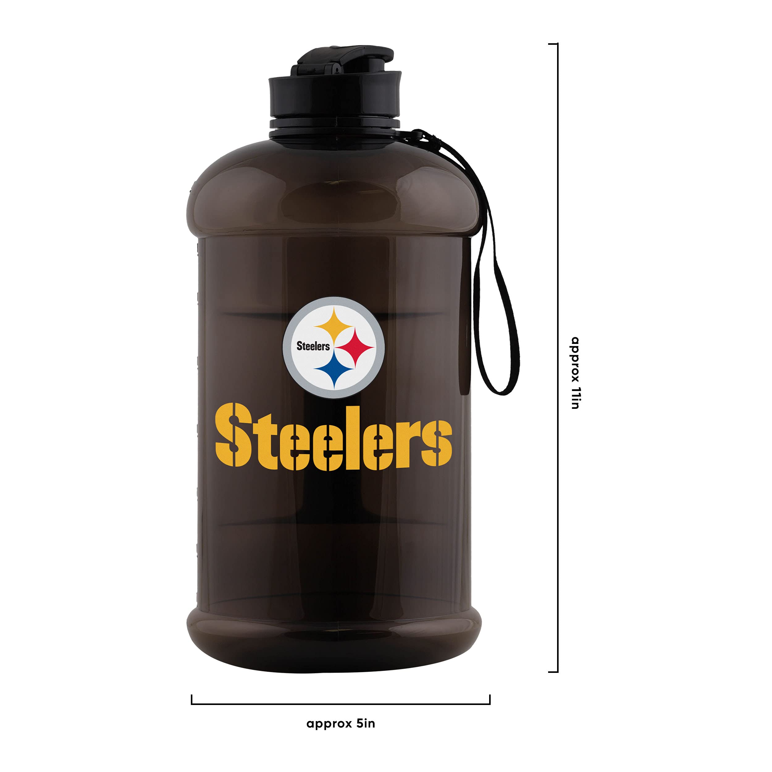 FOCO Pittsburgh Steelers NFL Sportflasche, groß, Team-Farbe, transparent