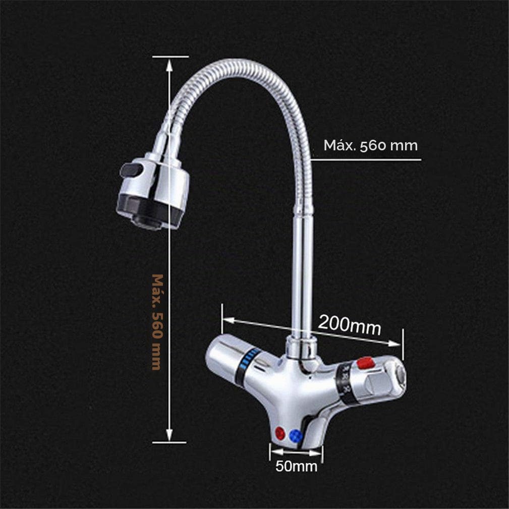 Grifo De Cocina Termostático Giratorio De 360 ​​Grados Grifo De Latón Macizo Ajustable Mezclador De Temperatura Constante Grifo Monomando Grifo Monomando De Cromo Grifo Con Aireador