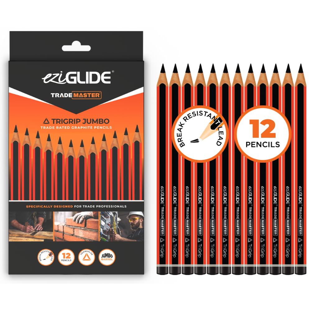 TRADEMASTER Carpenters Pencils Pack of 12, Orange