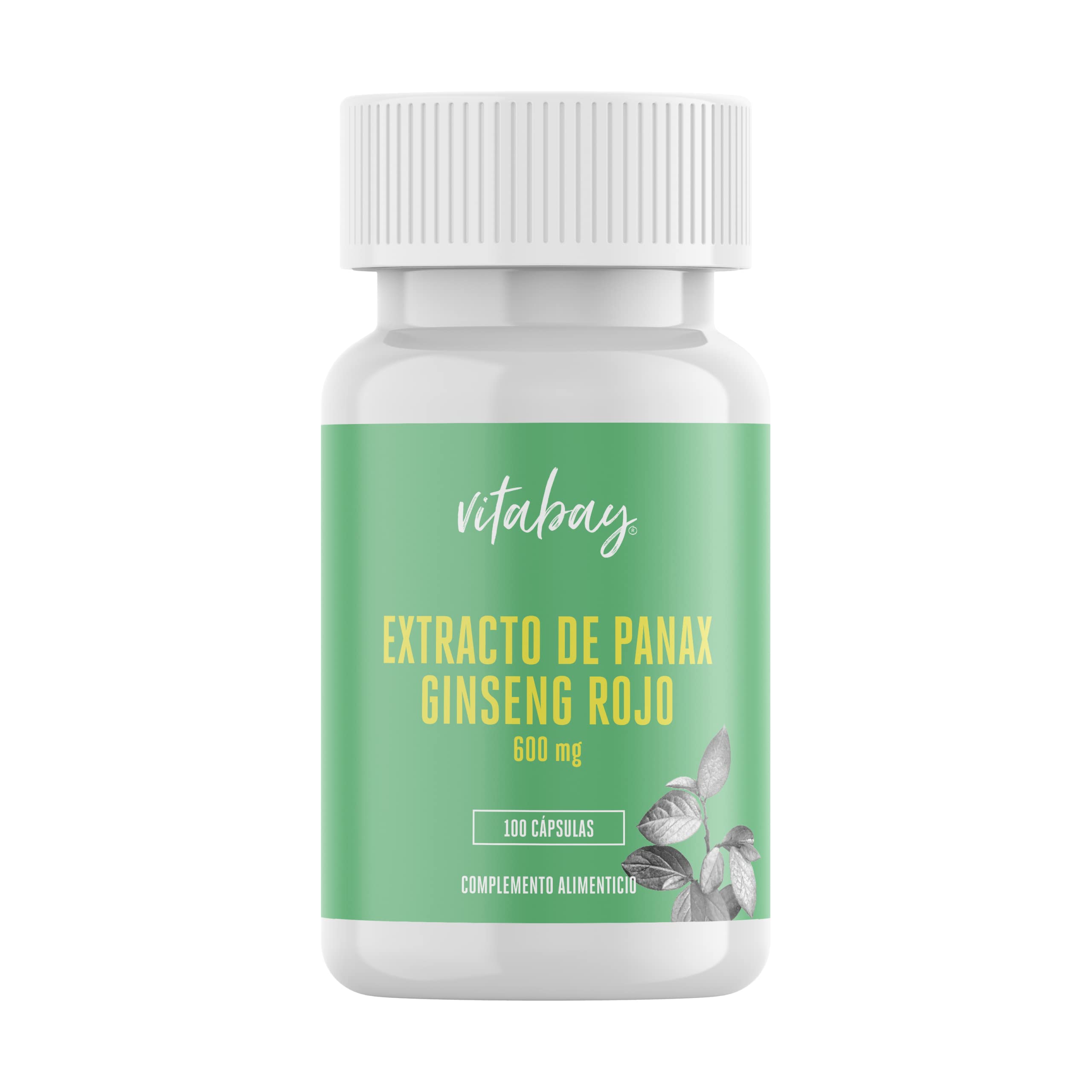 Vitabay Ginseng Rojo Panax 600 mg Extracto – 120 Cápsulas Veganas – Estandarizado al 20% Ginsenósidos – Verdadero Ginseng Coreano C.A. Meyer – Analizado en Laboratorio en Alemania – 2 Meses